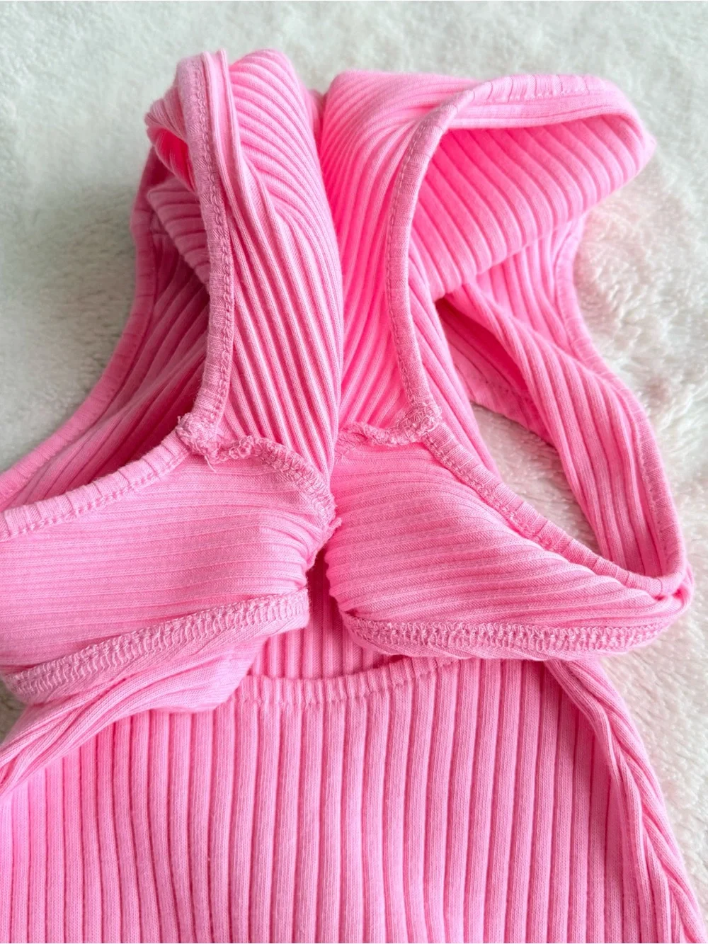 Zara Pink Halter Fit & Flare Ribbed Mini Dress S - Picture 9 of 10